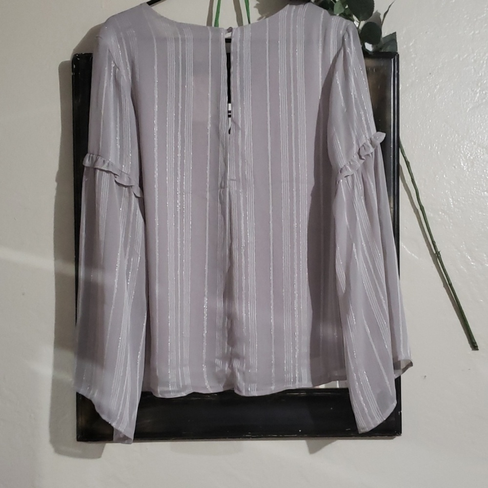 LUSH new striped lush blouse size Medium Gray - Picture 4 of 8